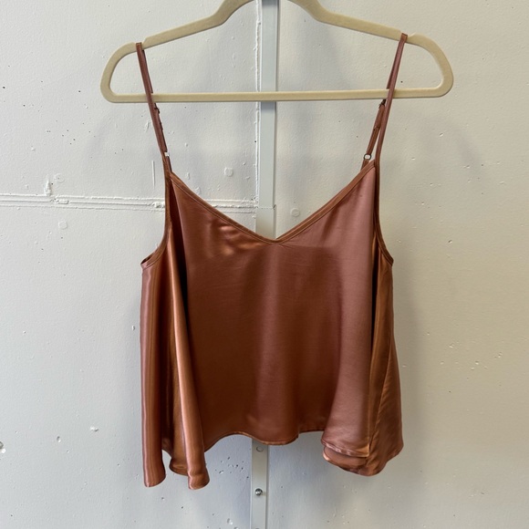Enza Costa Satin Strappy Satin Swing Style Camisole Bronze Large - Picture 2 of 11